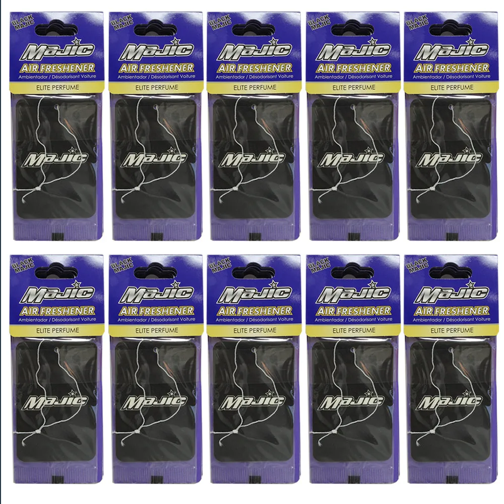 10 Pc Black Majic Elite Scent Air Freshener Car Auto Perfume Home Hanging Office