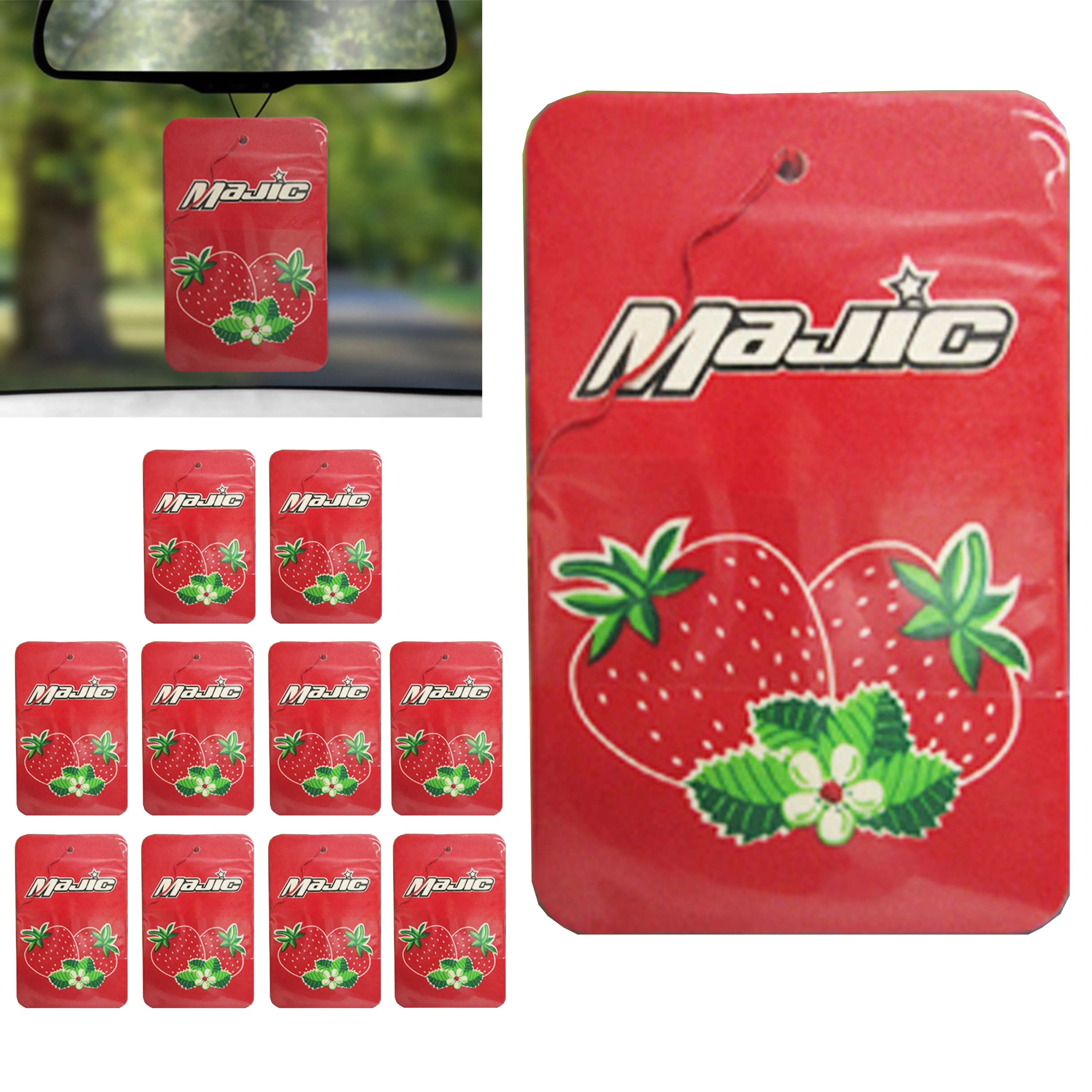 10 Pc Majic Strawberry Scent Air Freshener Car Auto Perfume Home Hanging Office