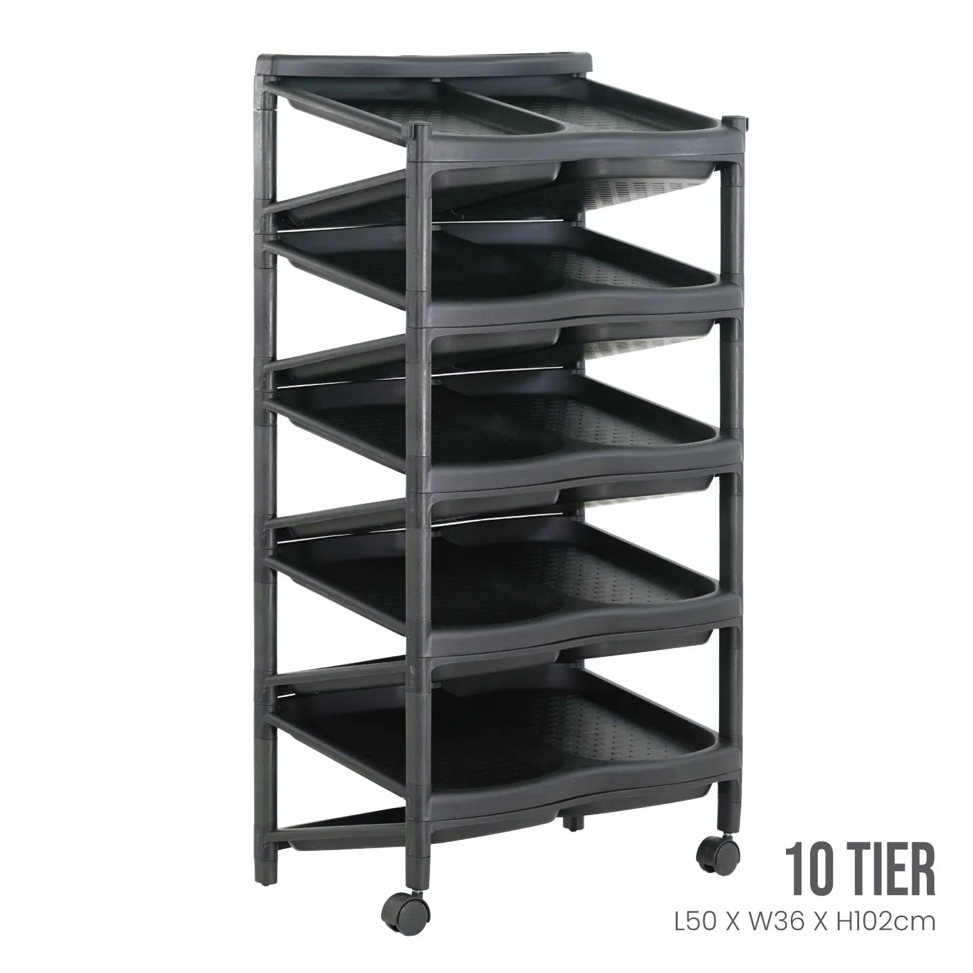 10 TIER TWIN SHOE RACK W/2WHLS (832-10)