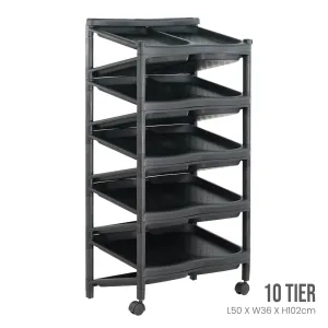 10 TIER TWIN SHOE RACK W/2WHLS (832-10)