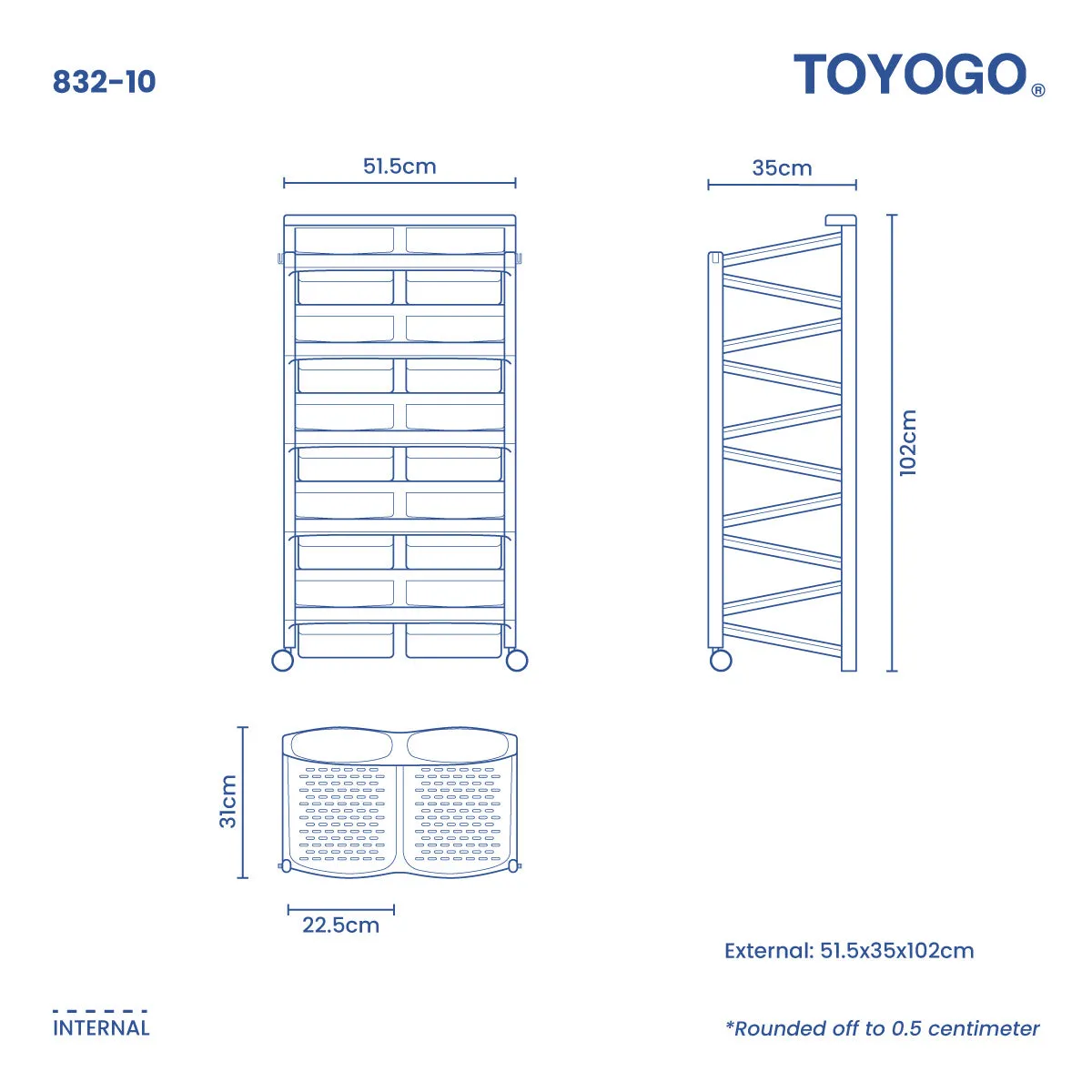 10 TIER TWIN SHOE RACK W/2WHLS (832-10)