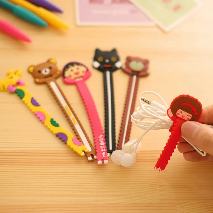 2Pcs USB Earphone Wire Tidy Storage Wrap Cable Winder Sawtooth Organizer Office School Holder