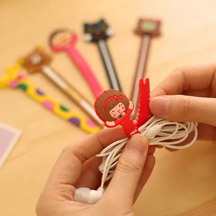 2Pcs USB Earphone Wire Tidy Storage Wrap Cable Winder Sawtooth Organizer Office School Holder