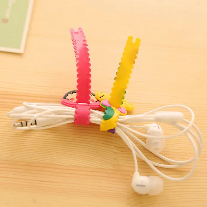 2Pcs USB Earphone Wire Tidy Storage Wrap Cable Winder Sawtooth Organizer Office School Holder