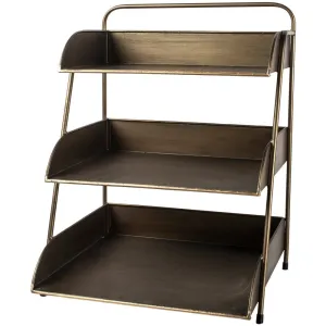 3 Shelf Desk Tidy Antique Brass