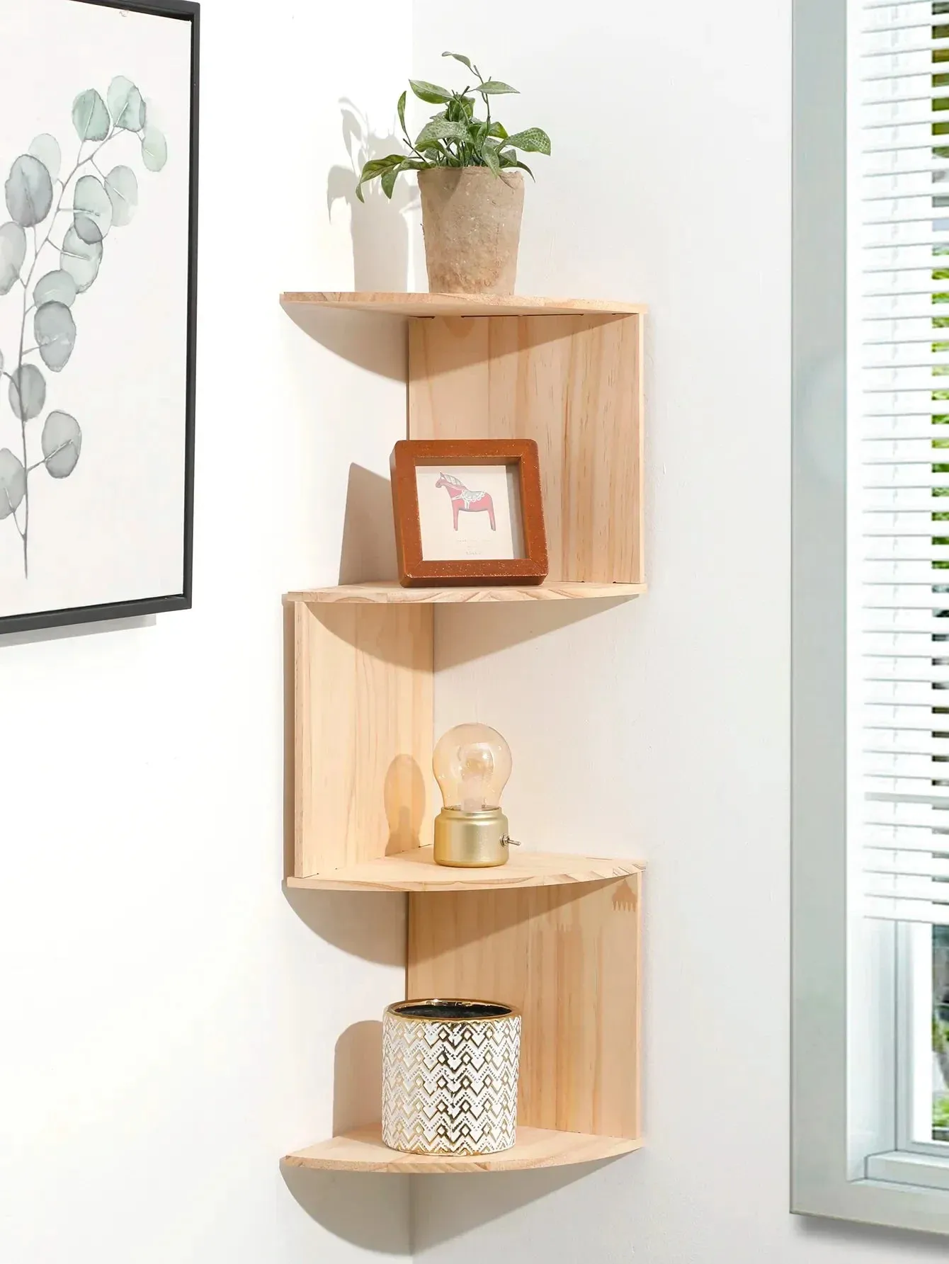 5 Tier Wooden Corner Shelf for Home Organization