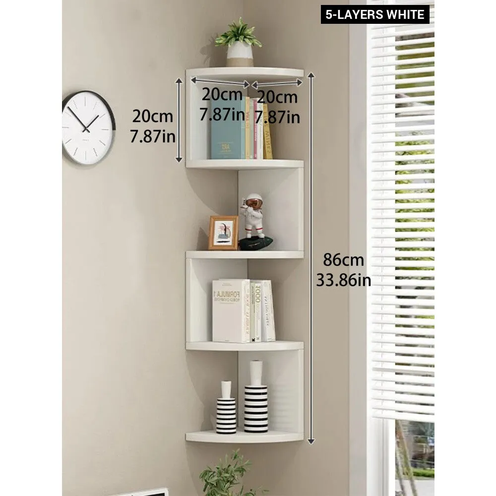 5 Tier Wooden Corner Shelf for Home Organization
