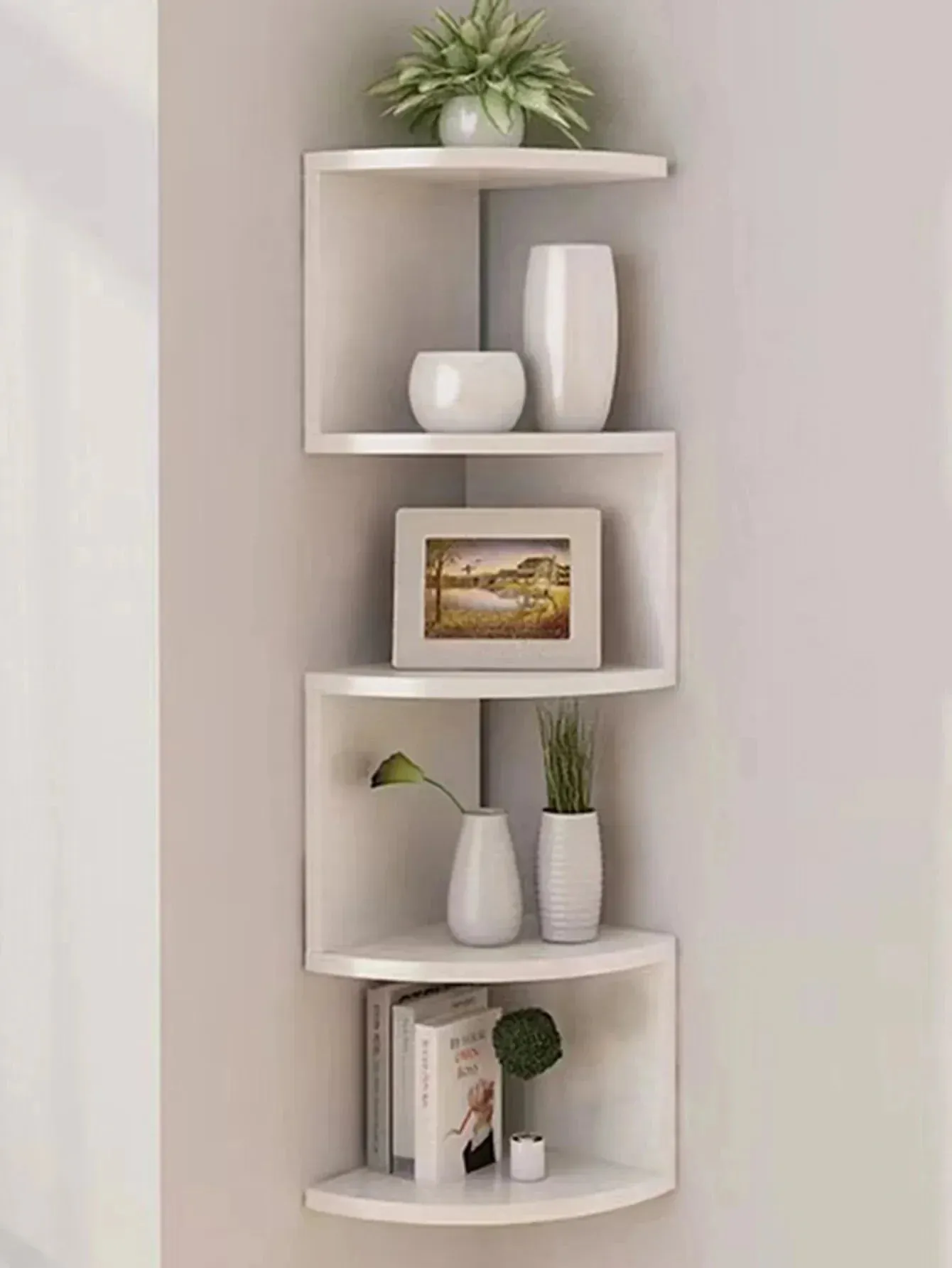 5 Tier Wooden Corner Shelf for Home Organization