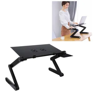 Adjustable Foldable Laptop Stand with Fans & Mouse Pad - Portable Aluminum
