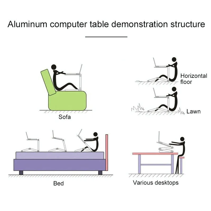 Adjustable Foldable Laptop Stand with Fans & Mouse Pad - Portable Aluminum