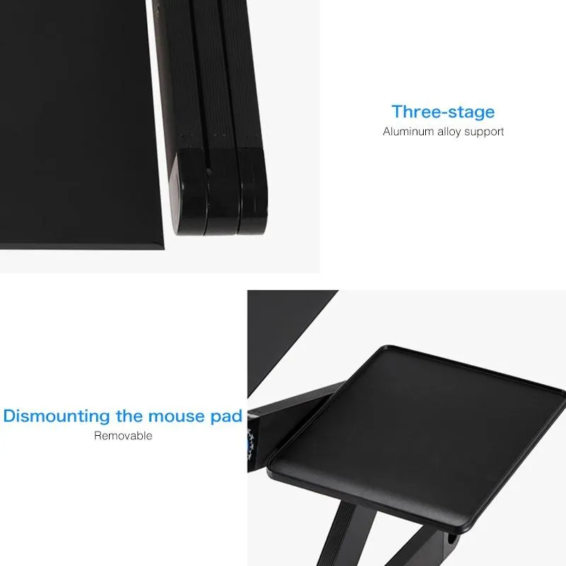 Adjustable Foldable Laptop Stand with Fans & Mouse Pad - Portable Aluminum