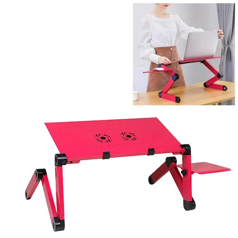Adjustable Foldable Laptop Stand with Fans & Mouse Pad - Portable Aluminum