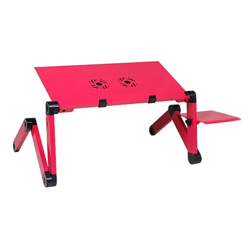 Adjustable Foldable Laptop Stand with Fans & Mouse Pad - Portable Aluminum