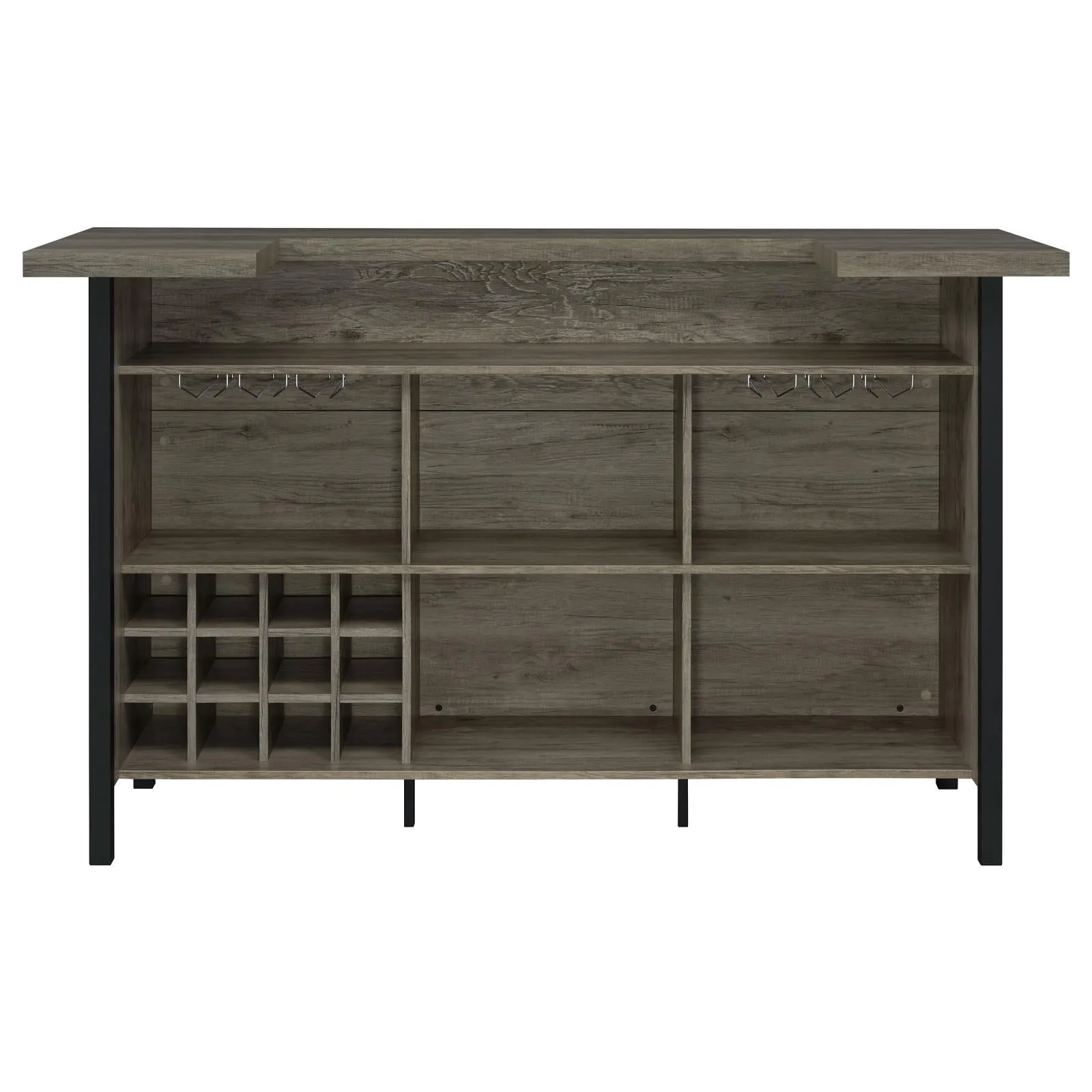 Bellemore Gray Driftwood/Black Bar Unit with Footrest