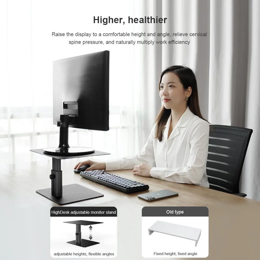 Black Adjustable Desk Stand for Laptop and Monitor