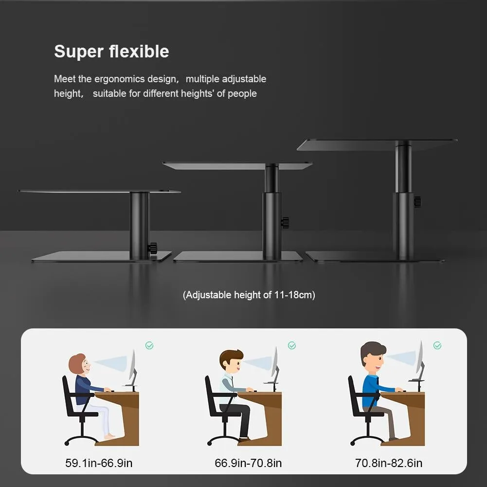 Black Adjustable Desk Stand for Laptop and Monitor