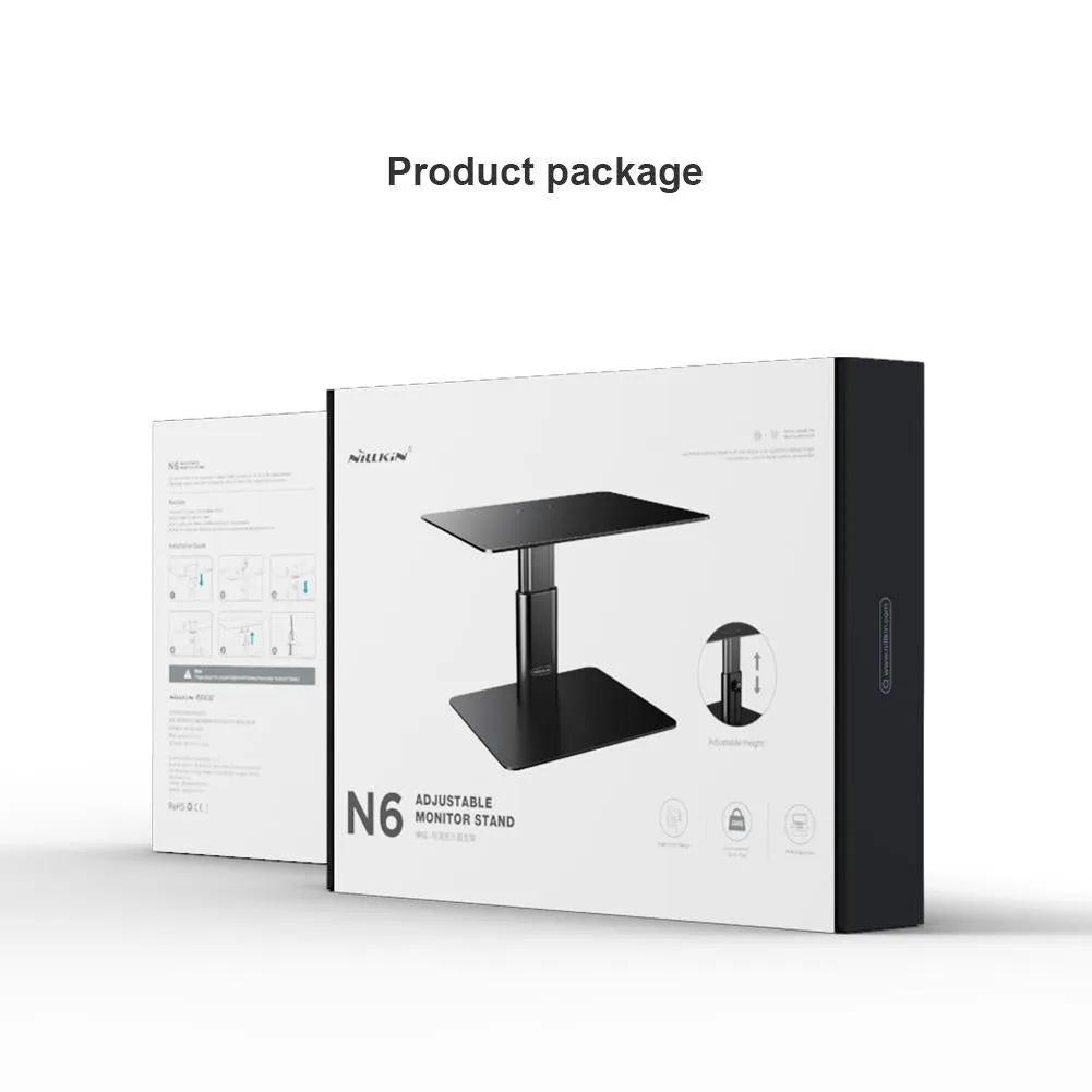 Black Adjustable Desk Stand for Laptop and Monitor