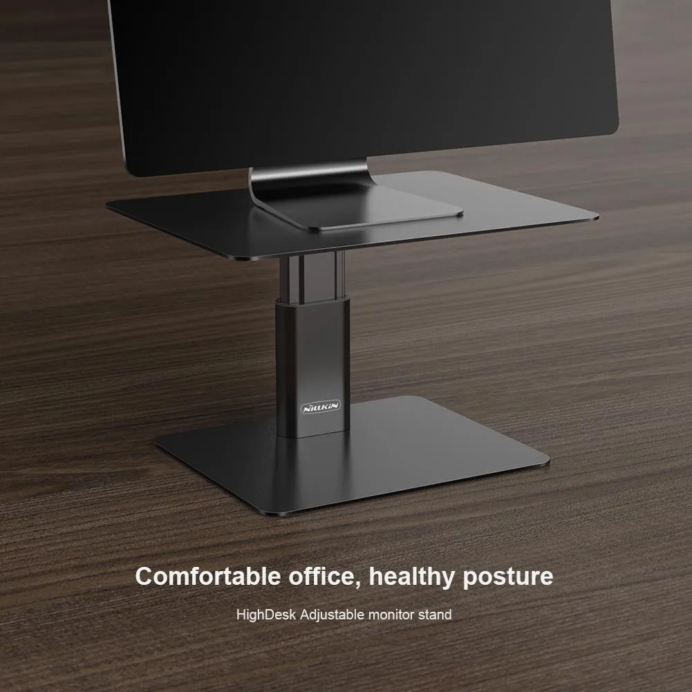 Black Adjustable Desk Stand for Laptop and Monitor