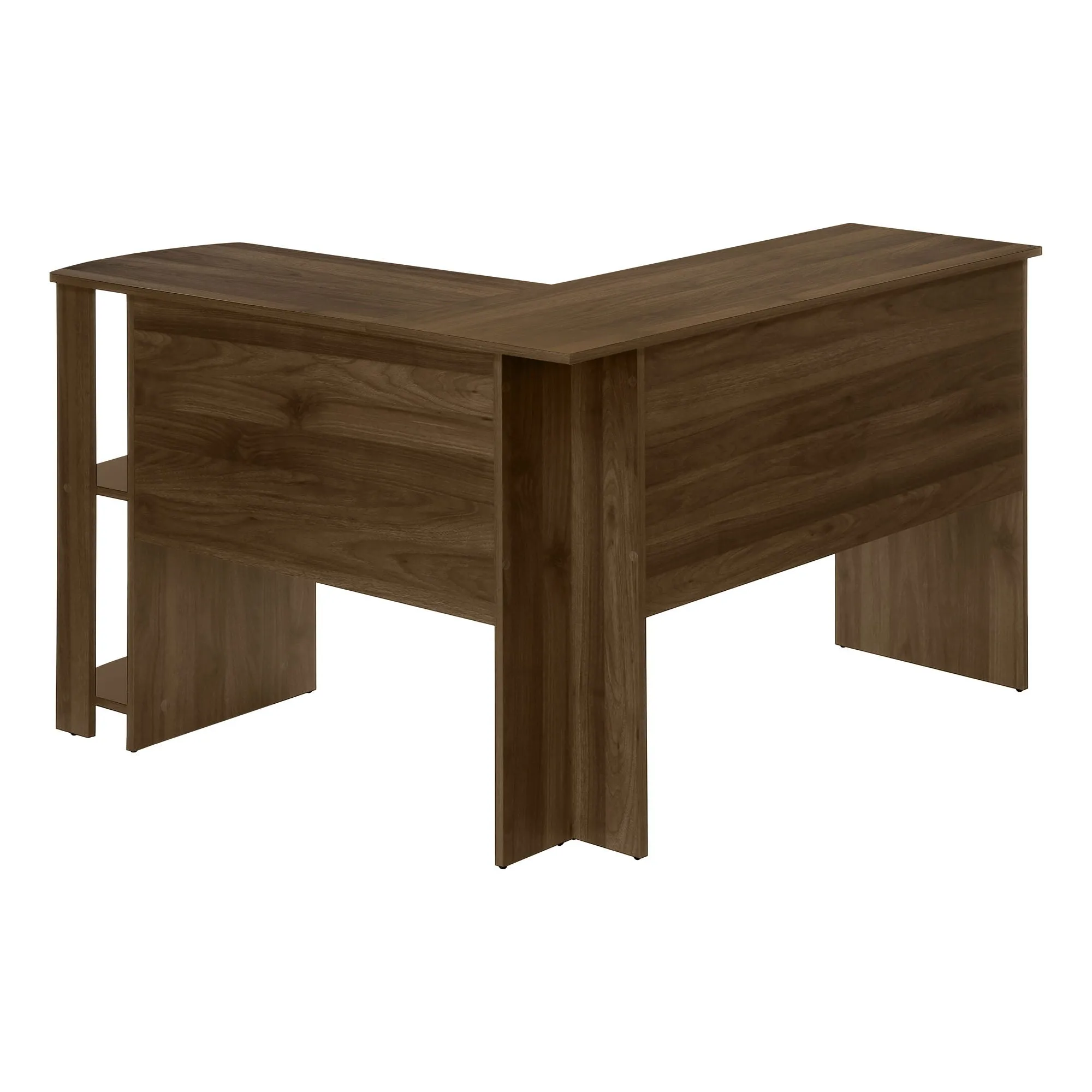 Computer Desk, Home Office, Corner, Storage Shelves, L Shape, Laptop, Contemporary & Modern - Walnut by Couch.com
