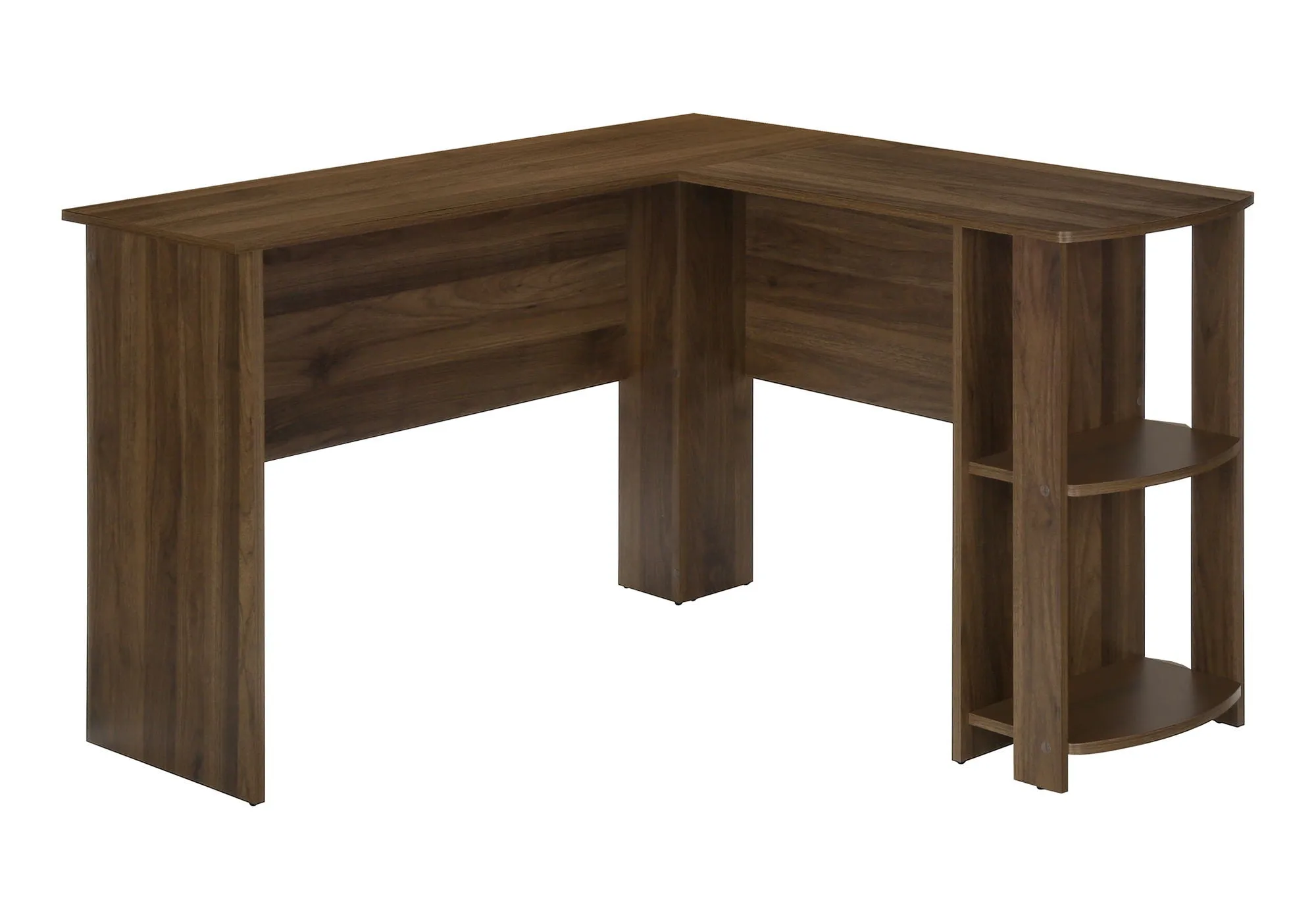 Computer Desk, Home Office, Corner, Storage Shelves, L Shape, Laptop, Contemporary & Modern - Walnut by Couch.com