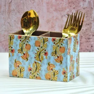 Floral Multicolor MDF Cutlery Holder