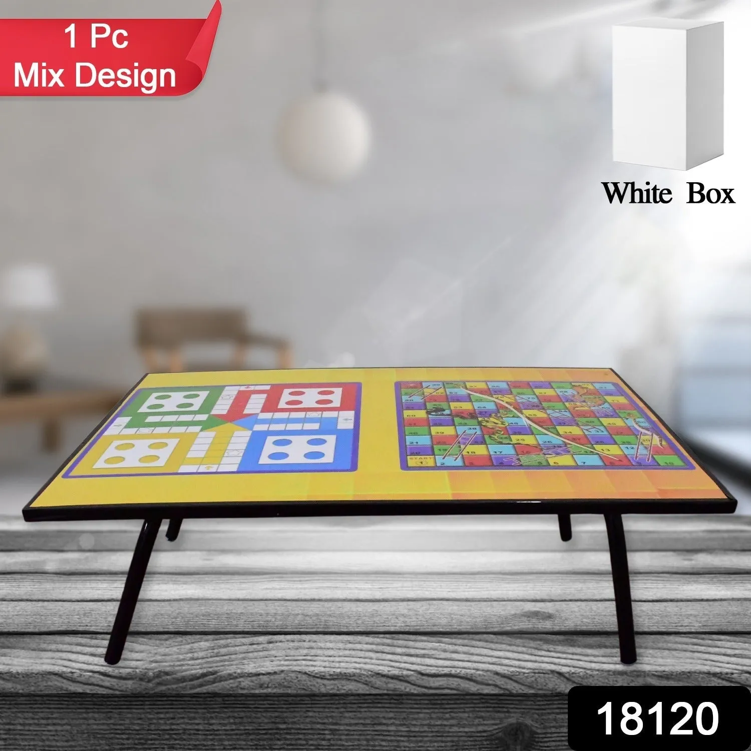 Foldable Multipurpose Mix Design Games Table Board || Bed Study Table (48  28 Cm / 1 Pc)