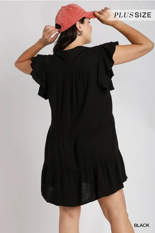 HLB Ruffle Tiered Dress -Black