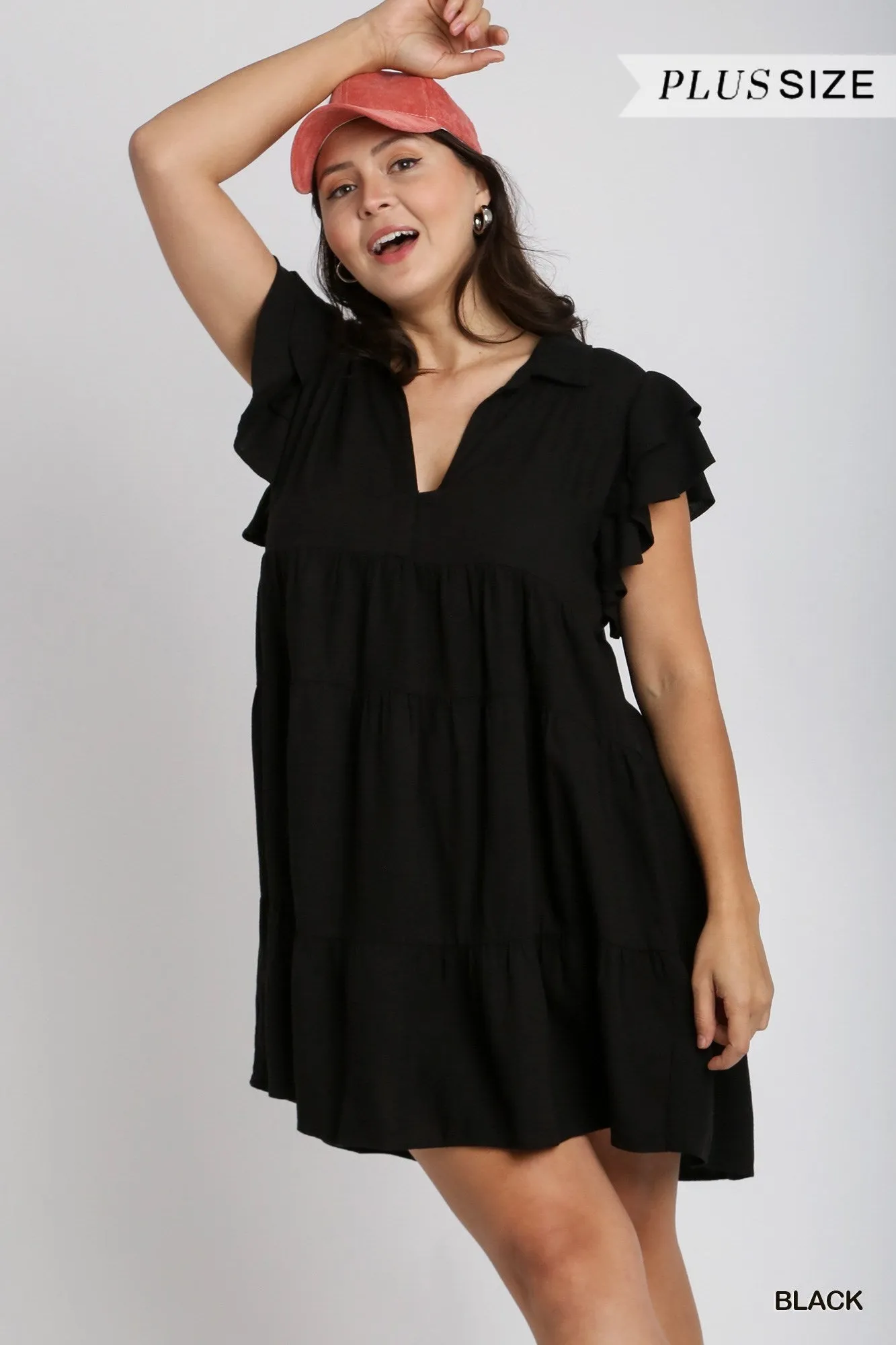 HLB Ruffle Tiered Dress -Black