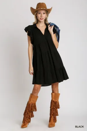 HLB Ruffle Tiered Dress -Black