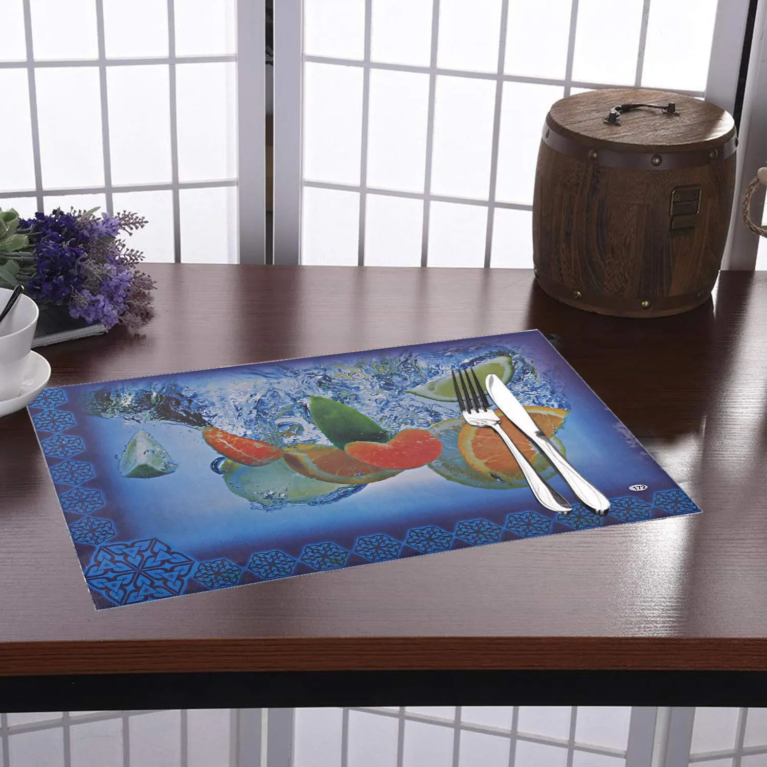 Kuber Industries PVC 6 Pieces Reversible Dining Table Placemat Set (Multi)-Ctktc28216