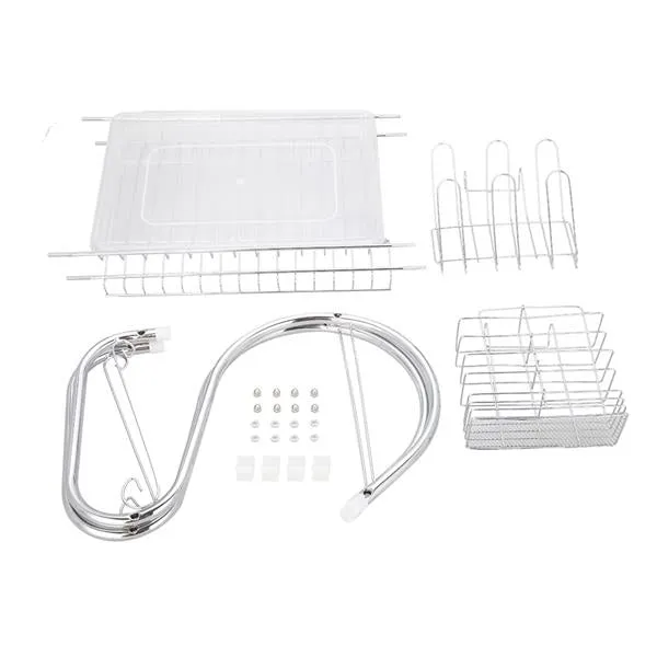 Large Dish Drying Rack with Drainboard, 2 Tier Stainless Steel Drying Racks for Kitchen Counter