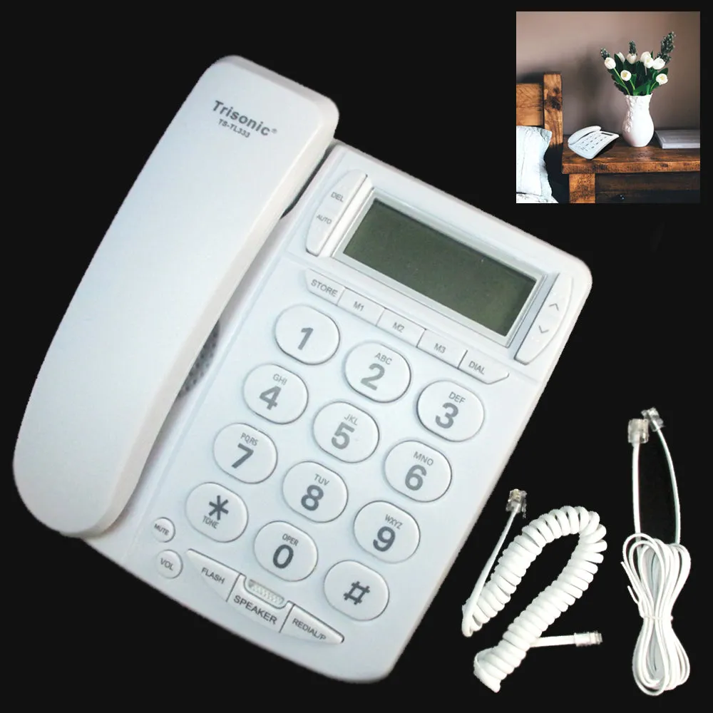 Large Number Big Button Home Phone Speaker Memory Caller ID Telephone Office New