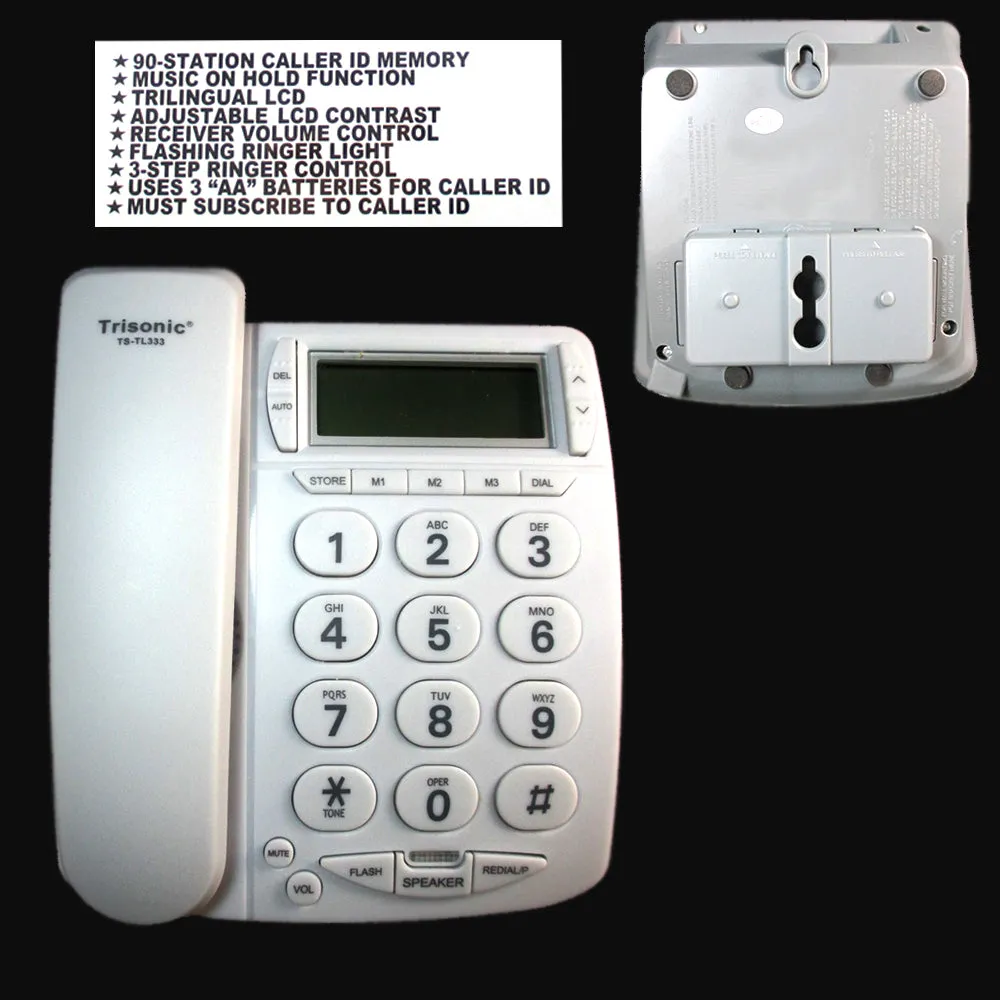 Large Number Big Button Home Phone Speaker Memory Caller ID Telephone Office New