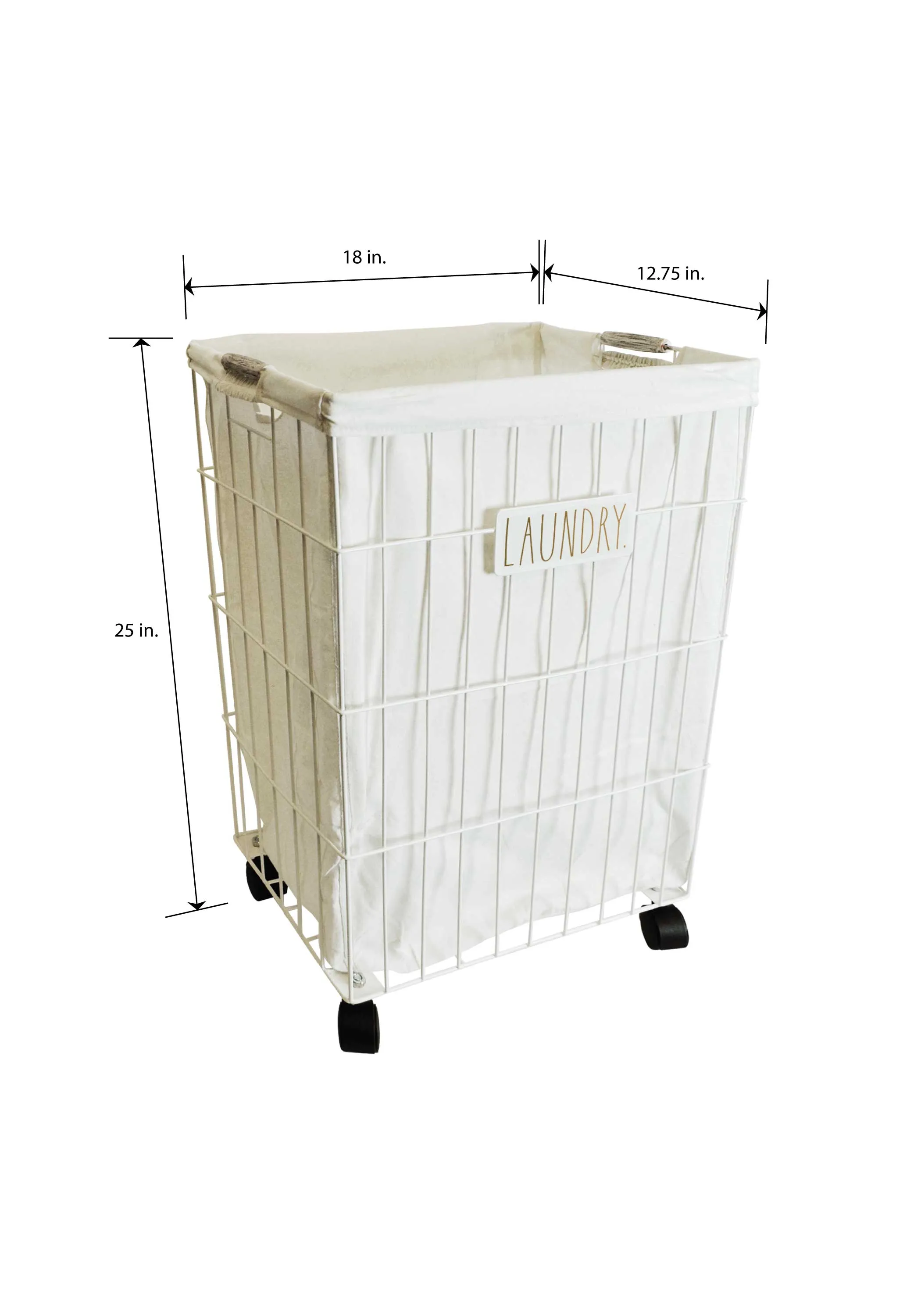 “Laundry” White Wire Metal Rae Dunn Laundry Hamper
