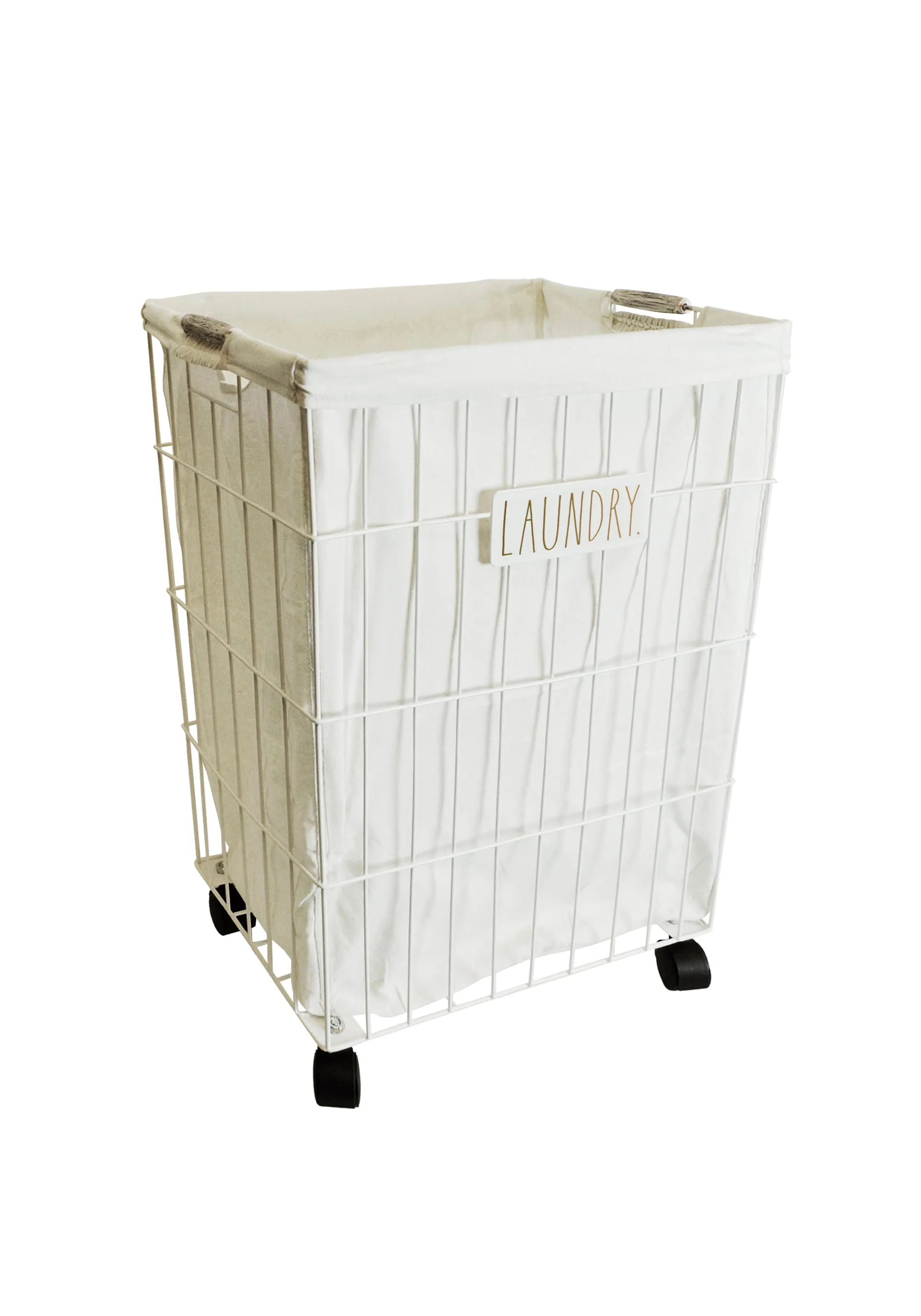 “Laundry” White Wire Metal Rae Dunn Laundry Hamper