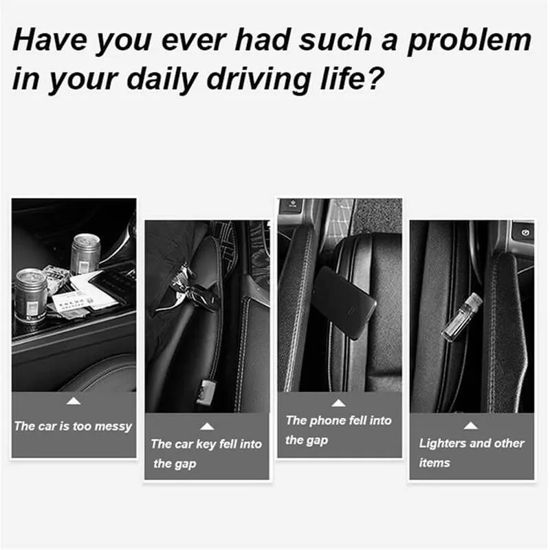 Leather Car Seat Gap Organizer with 2 USB Chargers Cigarette Lighter Cup Holder