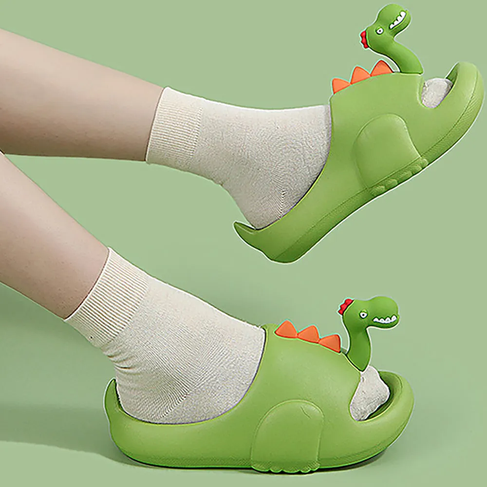 Little Surpise Box Olive 3D Long Neck Dino Slip On Clogs, Summer/Monsoon All Season Footwear For Toddlers & Kids