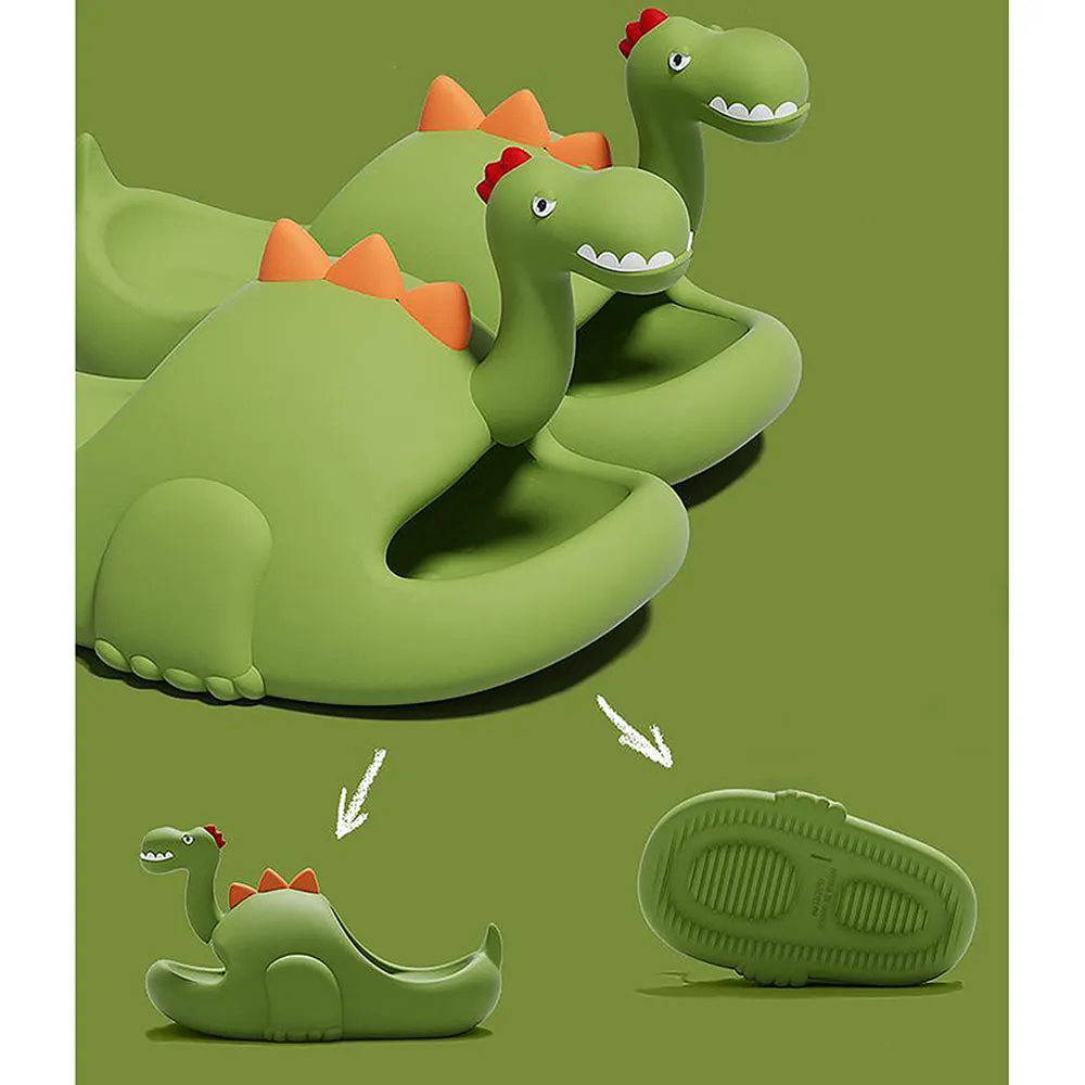 Little Surpise Box Olive 3D Long Neck Dino Slip On Clogs, Summer/Monsoon All Season Footwear For Toddlers & Kids