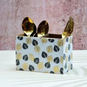 Monochrome Gold Foil MDF Cutlery Holder