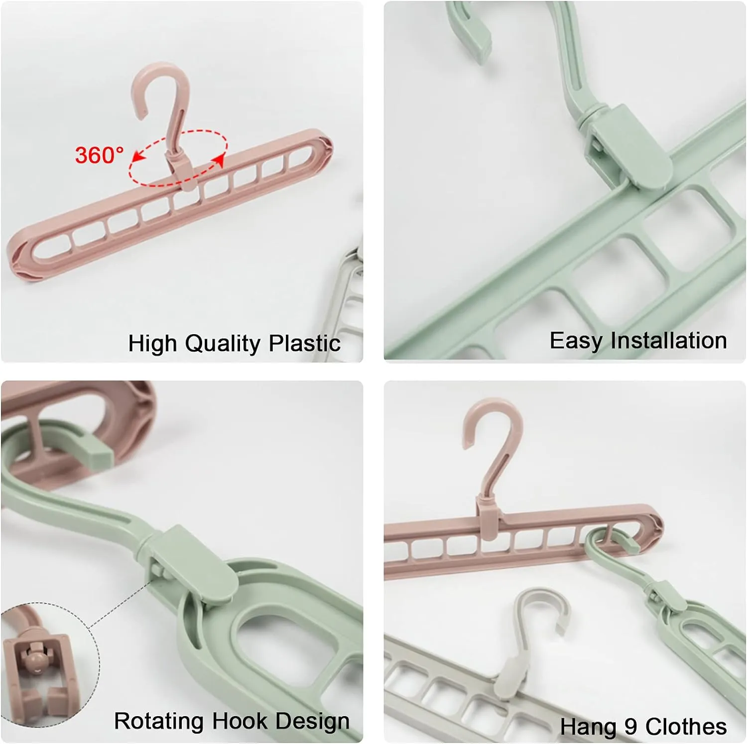 Pack of 3 - Super Magic Changeable Clothes Pluto Plastic Hanger Space Saving Saver Wonder Closet Organizer 9 Holes Holder Cloths and Pants Hanger