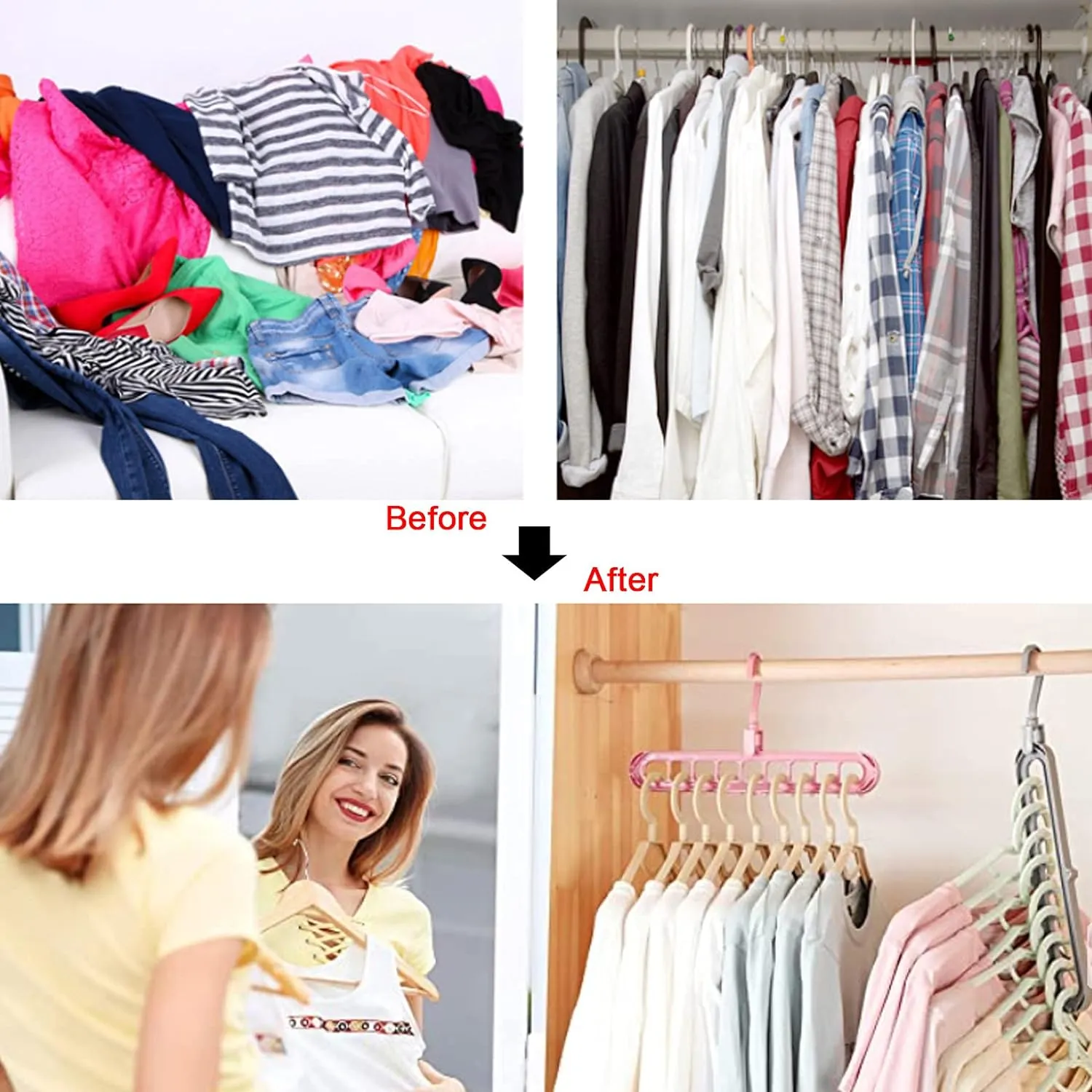 Pack of 3 - Super Magic Changeable Clothes Pluto Plastic Hanger Space Saving Saver Wonder Closet Organizer 9 Holes Holder Cloths and Pants Hanger