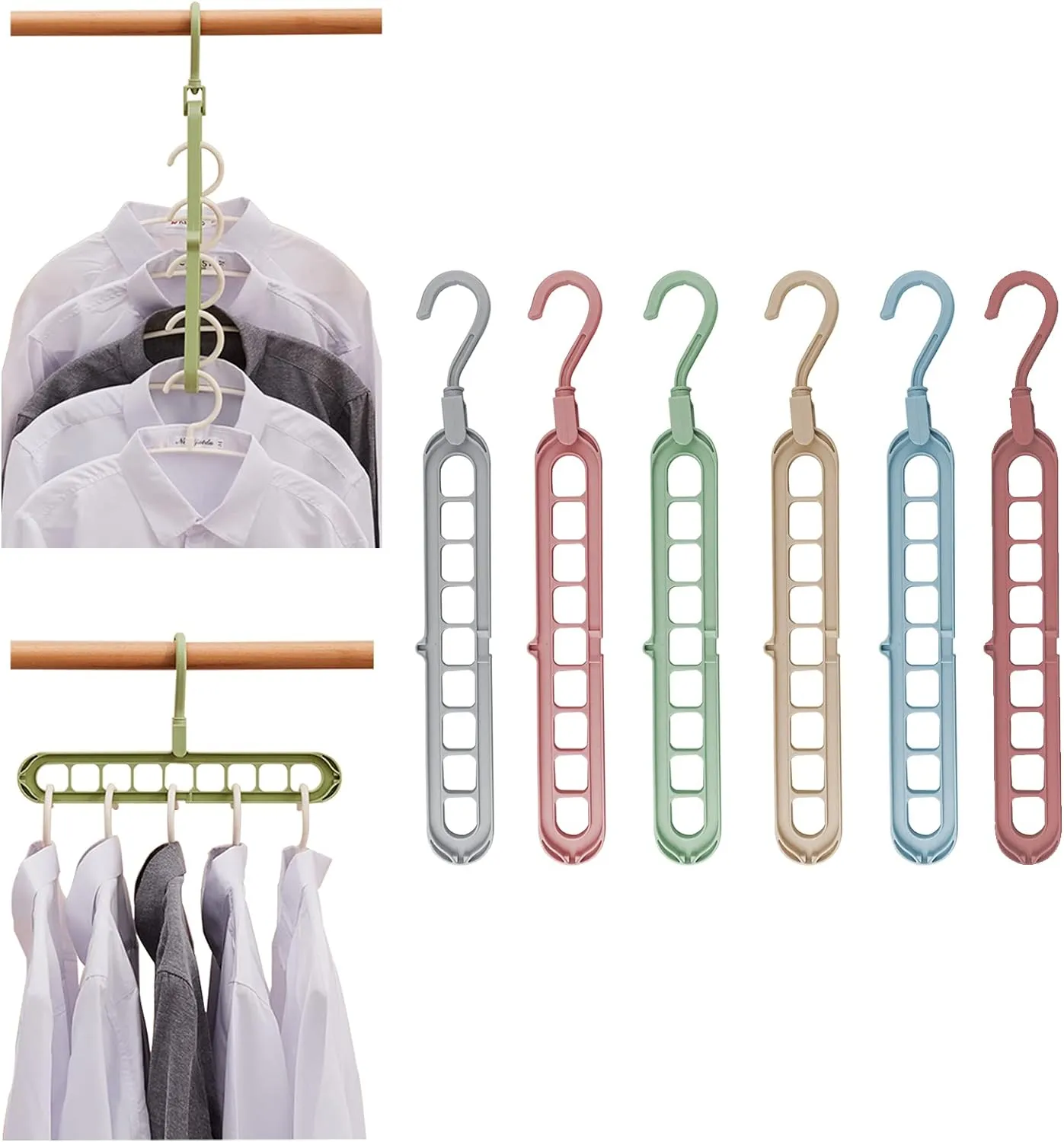 Pack of 3 - Super Magic Changeable Clothes Pluto Plastic Hanger Space Saving Saver Wonder Closet Organizer 9 Holes Holder Cloths and Pants Hanger