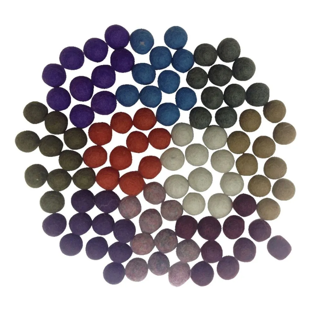Papoose Felt Balls Warm Colours 25cm, 100pcs