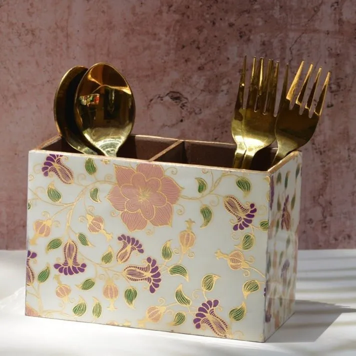 Pink Rose MDF Cutlery Holder