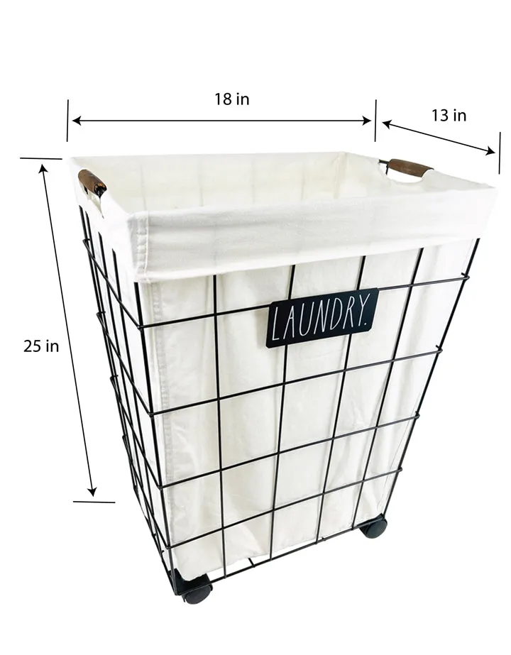 Rae Dunn “Laundry” Set of 2 Laundry Hampers on Wheels