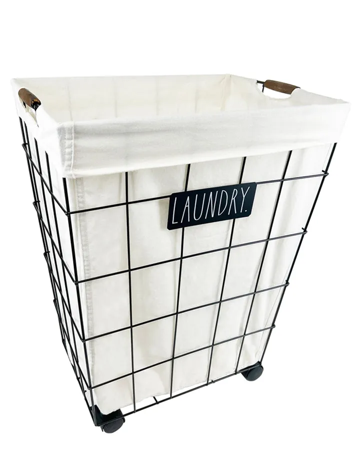 Rae Dunn “Laundry” Set of 2 Laundry Hampers on Wheels