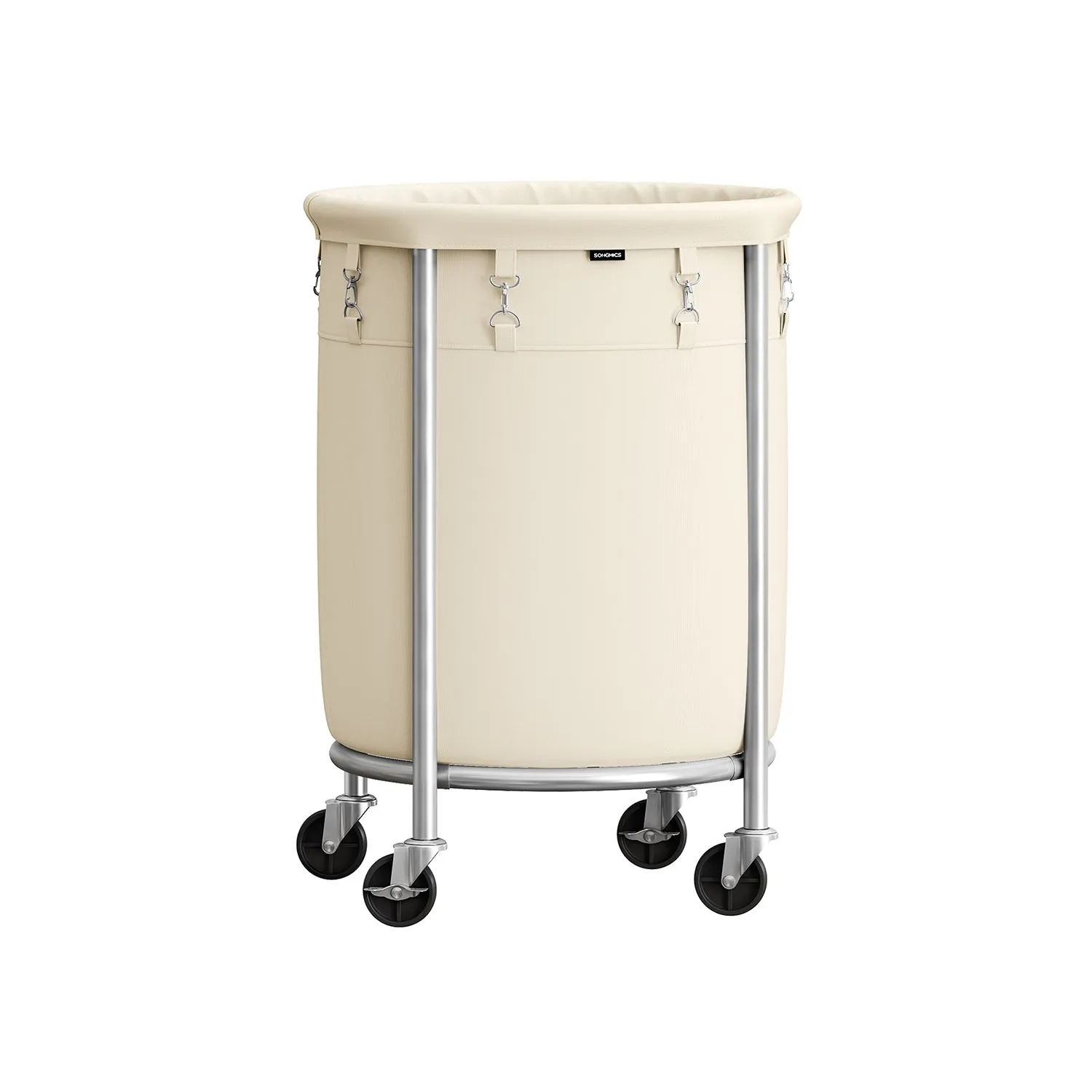 Round Laundry Hamper with Steel Frame and Removable Bag