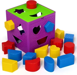 Sanghariyat® Shape Sorting Cube with 18 Blocks Colorful Sorter Box Activity Toys Baby and Toddler Learning and Educational Sorting and Matching Activity Cube Toy My First Baby Toys Gift for Kids