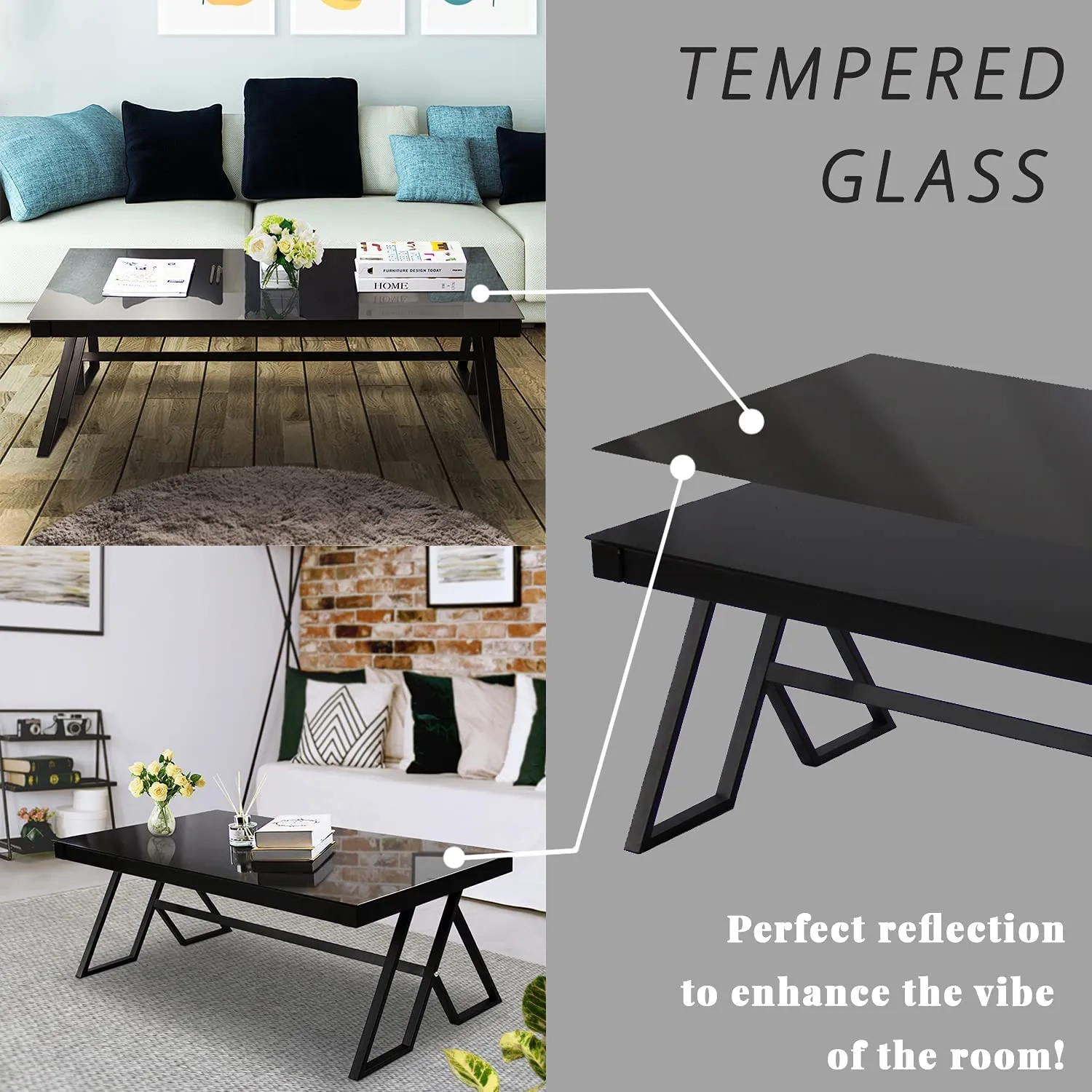 Tempered Glass Tea Table Coffee Table Cocktail Desk Table