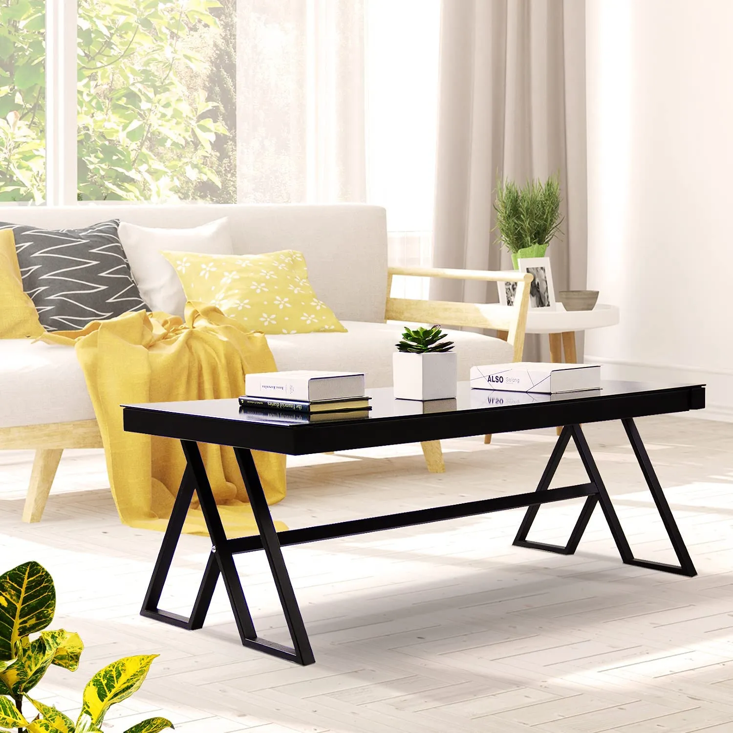Tempered Glass Tea Table Coffee Table Cocktail Desk Table